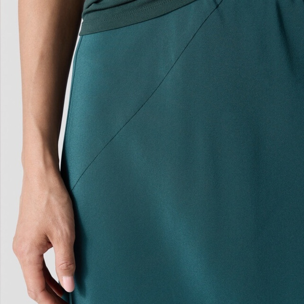 Eileen Fisher Silk Double Crepe Bias Maxi Skirt In Pine NEW - Picture 5 of 8